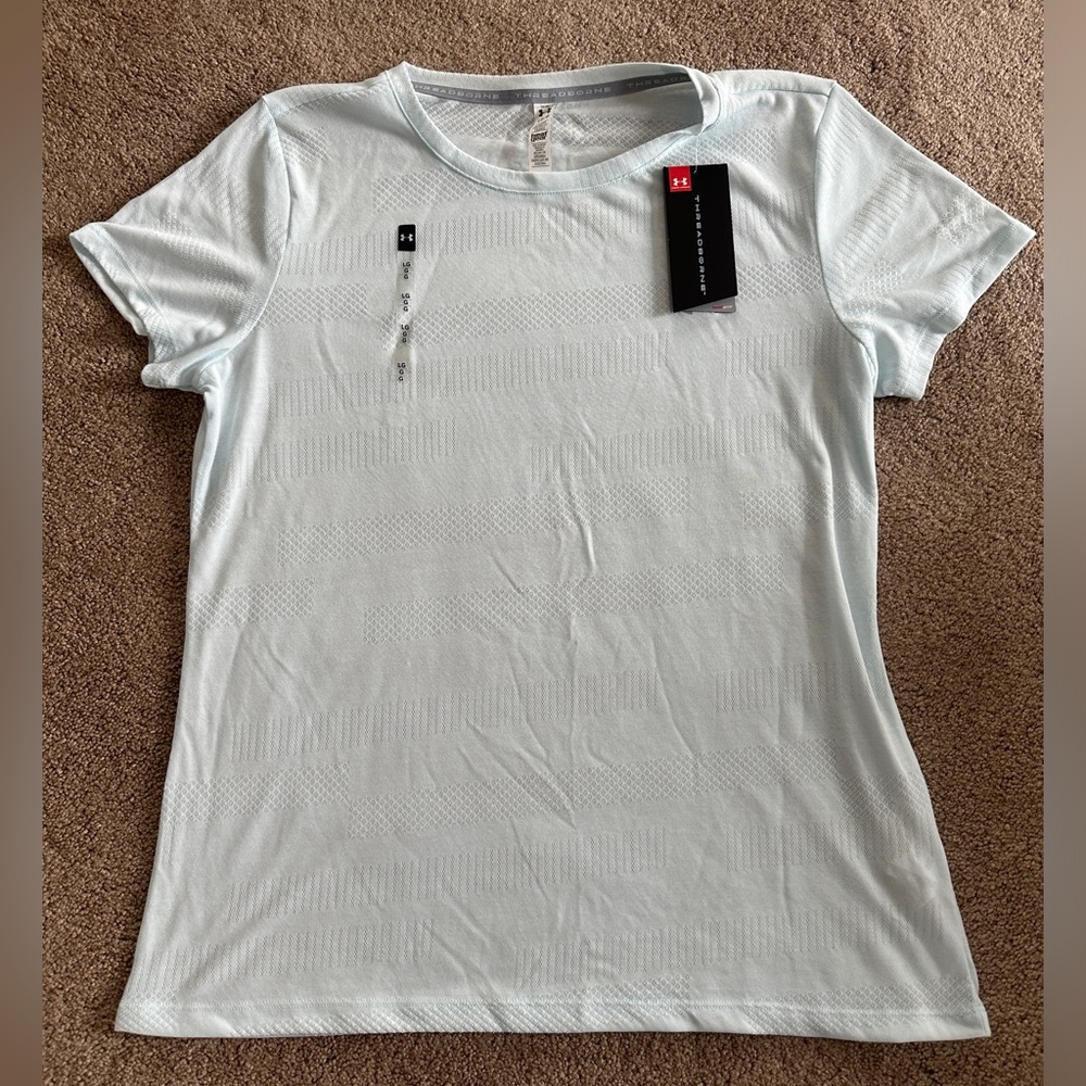 Under Armour Threadborne Short Sleeve Tee Light Blue Large NWT